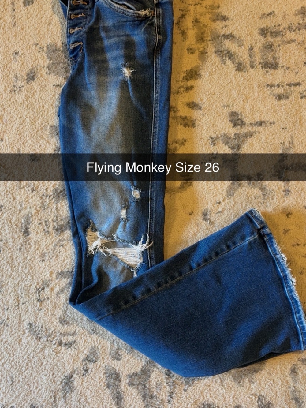 Flying Monkey Ripped Midnight Blue Flare Jeans
